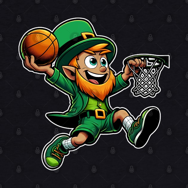 St Patrick's Day Leprechaun Slam Dunk Basketball Design by E